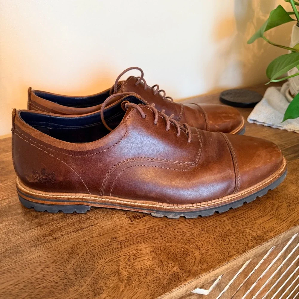 Cole Haan Brown Leather Cap Toe Oxford Rugged Sole Dress Shoes Mens 10.5D Preppy